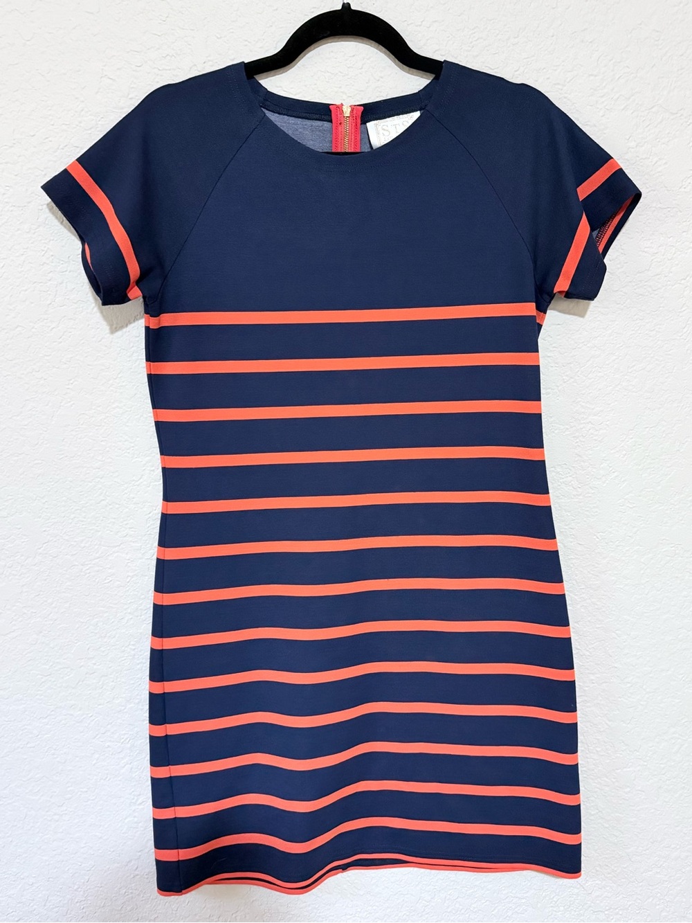STS Sail to Sable Women’s Dress Navy and Coral Striped